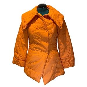 NWOT New London USA Orange Asymetrial Puffer Winter Coat Size Large